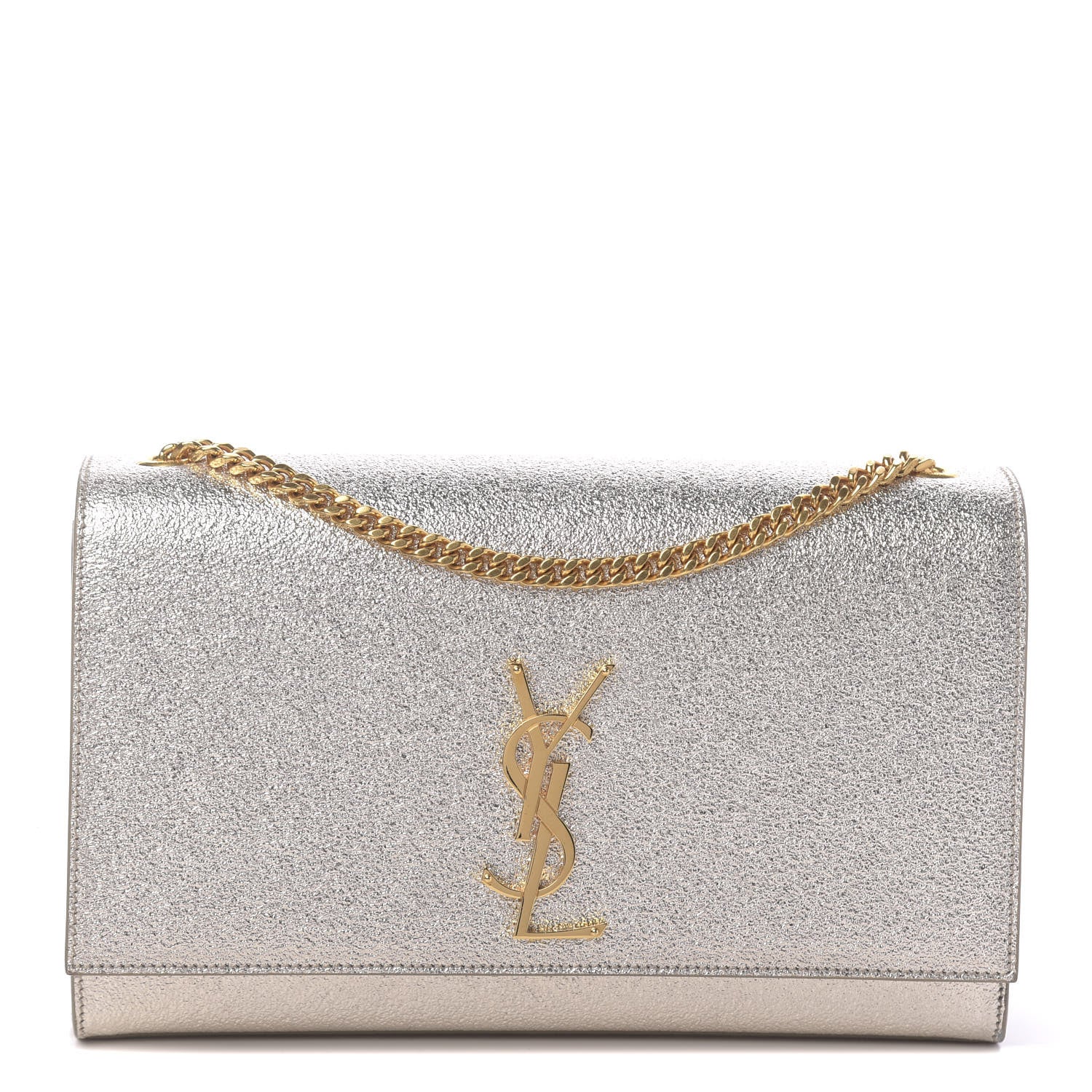 Saint Laurent Metallic Calfskin Medium Classic Monogram Kate Satchel Pale Gold 1 of 10
