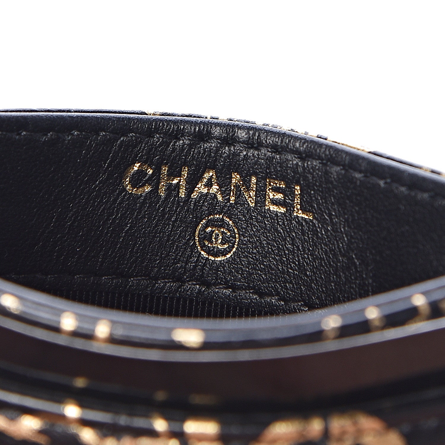 Chanel Calfskin Crocodile Embossed Graffiti 2.55 Cocodile Reissue Card Holder Black Gold 6 of 9