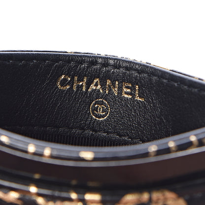 Chanel Calfskin Crocodile Embossed Graffiti 2.55 Cocodile Reissue Card Holder Black Gold 6 of 9