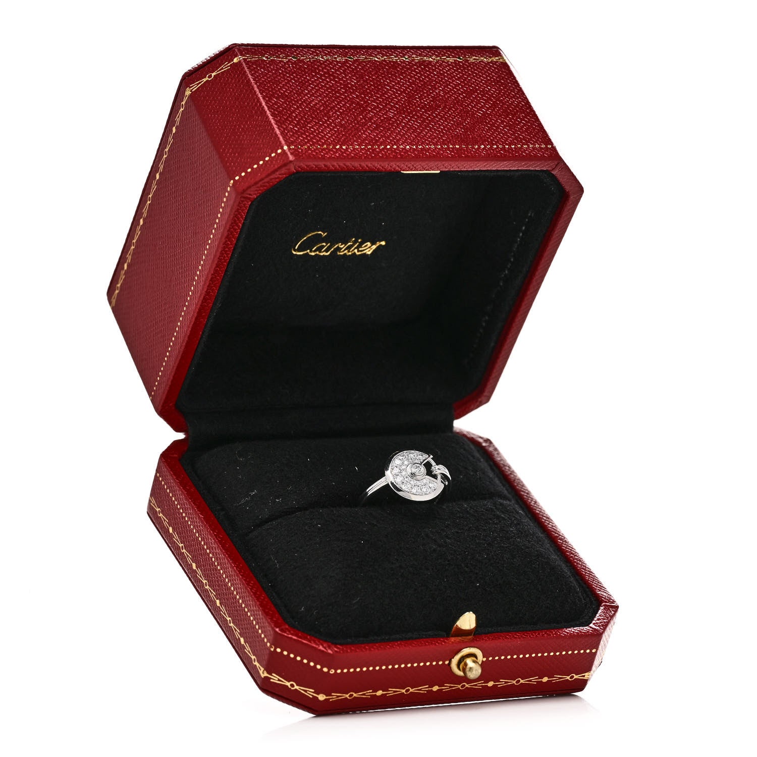 Cartier 18K White Gold Diamond SM Amulette de Cartier Ring 51 5.75 7 of 7