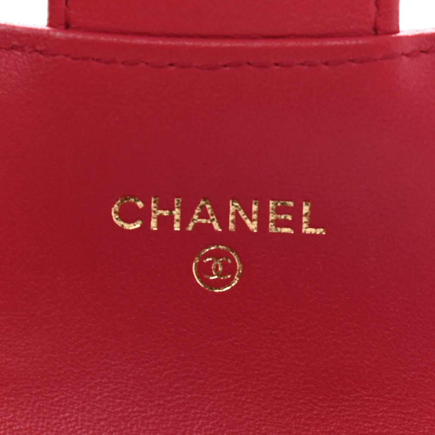 Lambskin Quilted Flap Card Holder Red