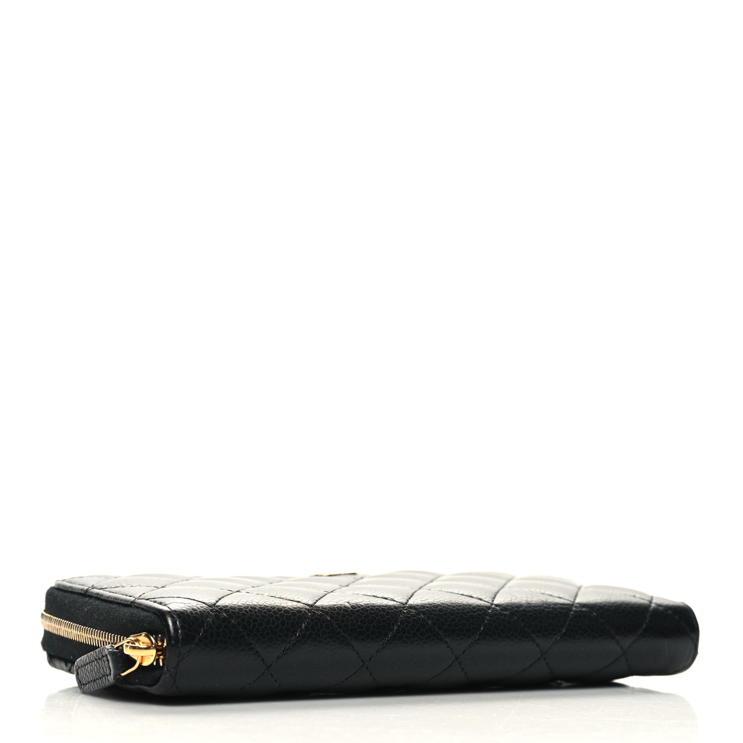 Caviar Quilted Large Gusset Zip Around Wallet Black