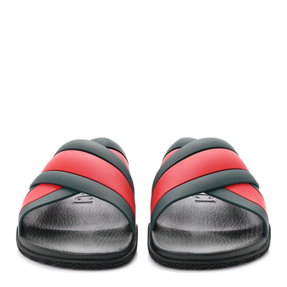 Gucci Rubber Web Womens Criss Cross Slide Sandals 41 Green Red 2 of 10