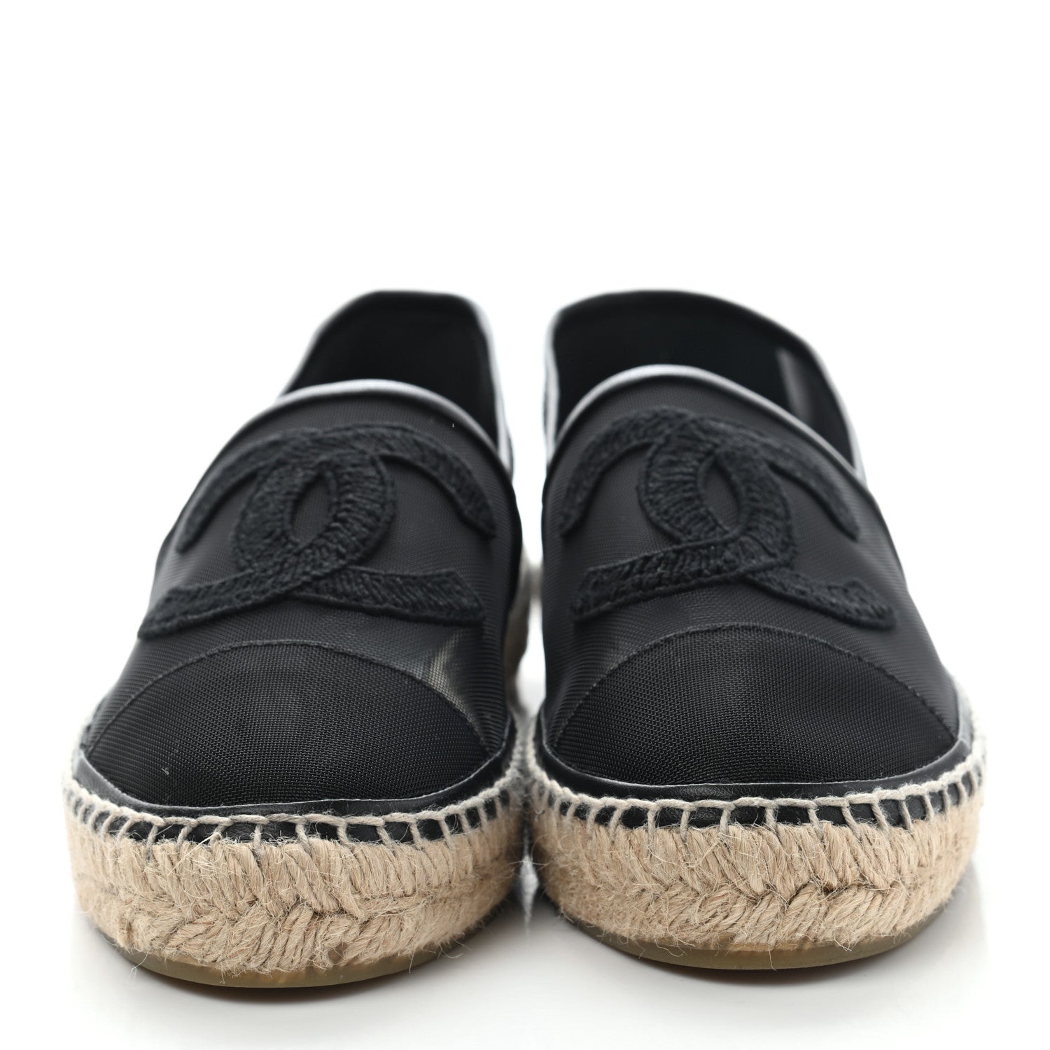 Chanel Mesh Grosgrain CC Espadrilles 39 Black 2 of 9