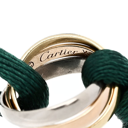 Cartier 18K Pink Yellow White Gold Trinity Adjustable Cord Bracelet Green 3 of 6