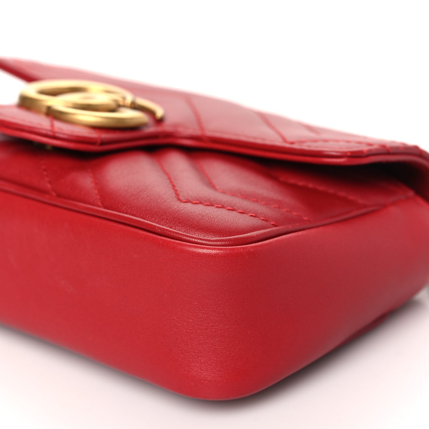 Gucci Calfskin Matelasse Super Mini GG Marmont Shoulder Bag Hibiscus Red 10 of 10