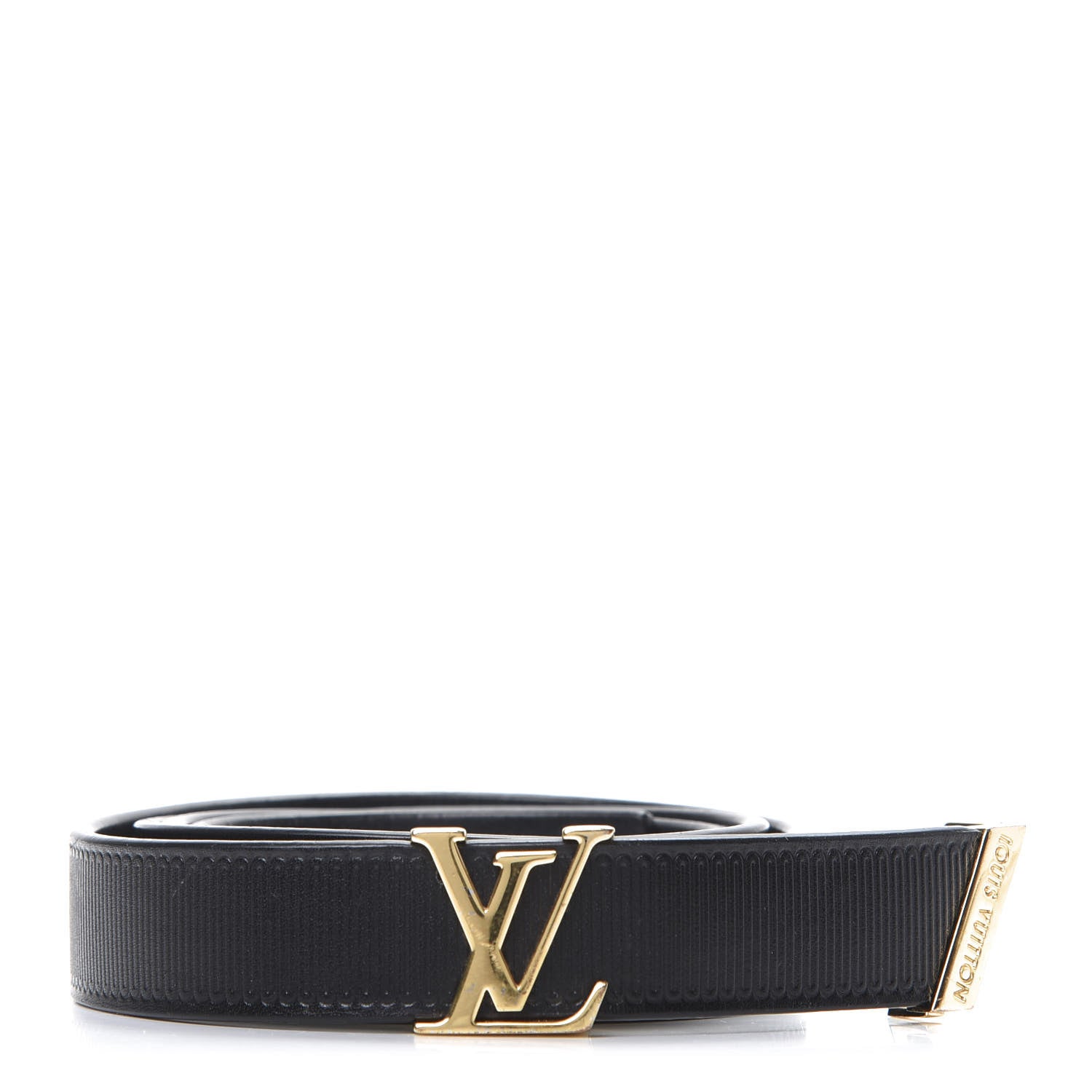 Louis Vuitton Calfskin Embossed 20MM LV Initiales Belt 80 32 Black 1 of 6