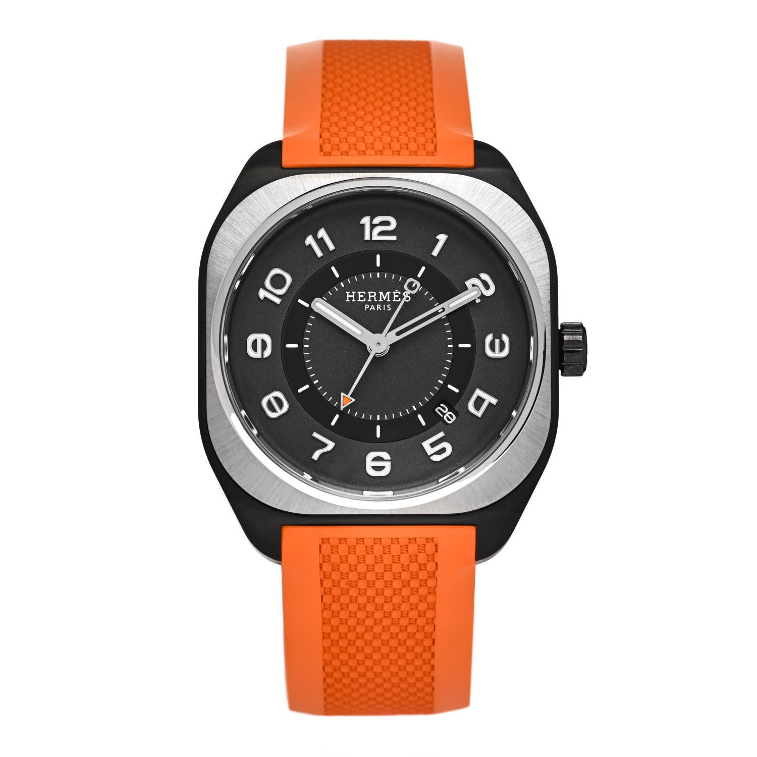 Hermes DLC Coated Titanium Rubber 39mm H08 Automatic Watch Orange 1 of 5