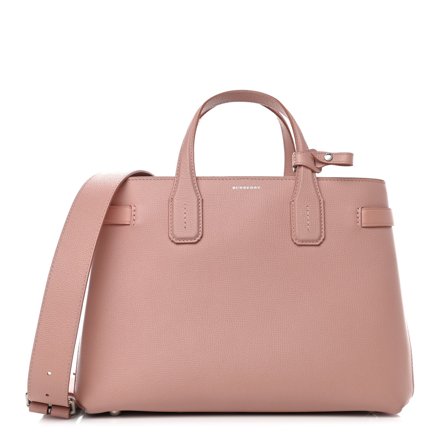 Burberry Grainy Calfskin House Check Medium Banner Tote Ash Rose 1 of 12