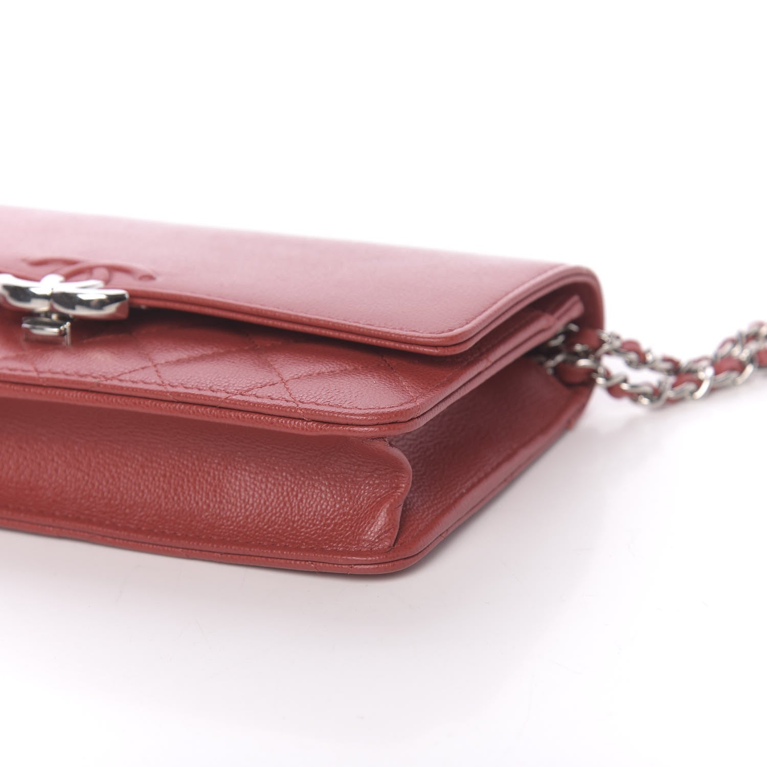 Chanel Grained Calfskin Quilted CC Box Wallet On Chain WOC Red 10 of 12