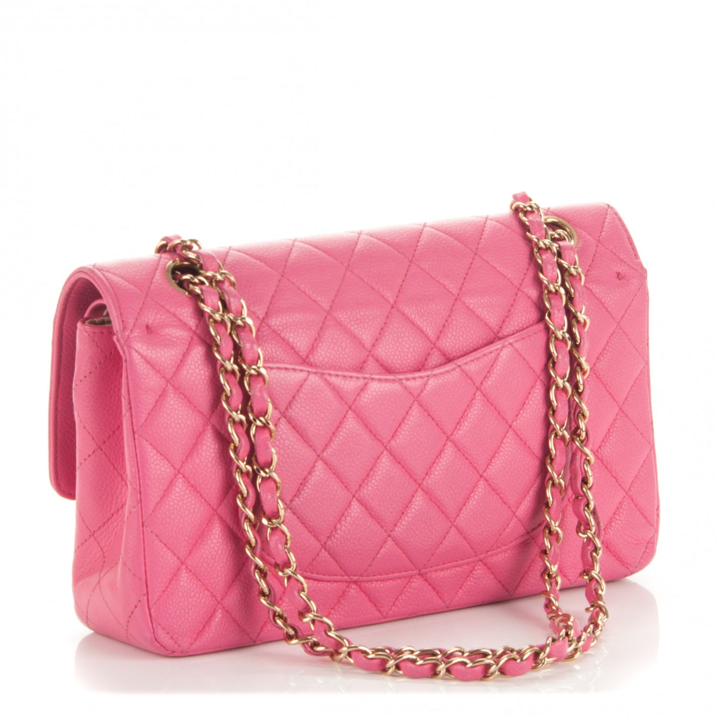 Caviar Quilted Medium Double Flap Pink