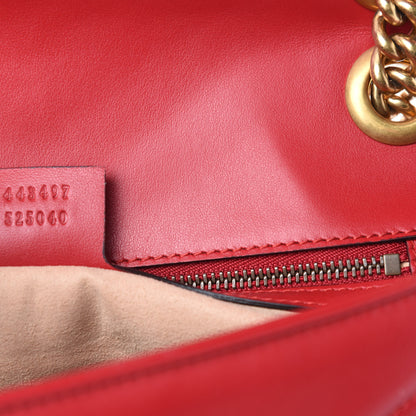 Gucci Calfskin Matelasse Small GG Marmont Shoulder Bag Hibiscus Red 9 of 10