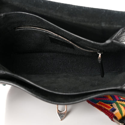Valentino Garavani Pebbled Calfskin Turquoise Medium Guitar Strap Rockstud Rolling Flap Saddle Bag Black 5 of 17