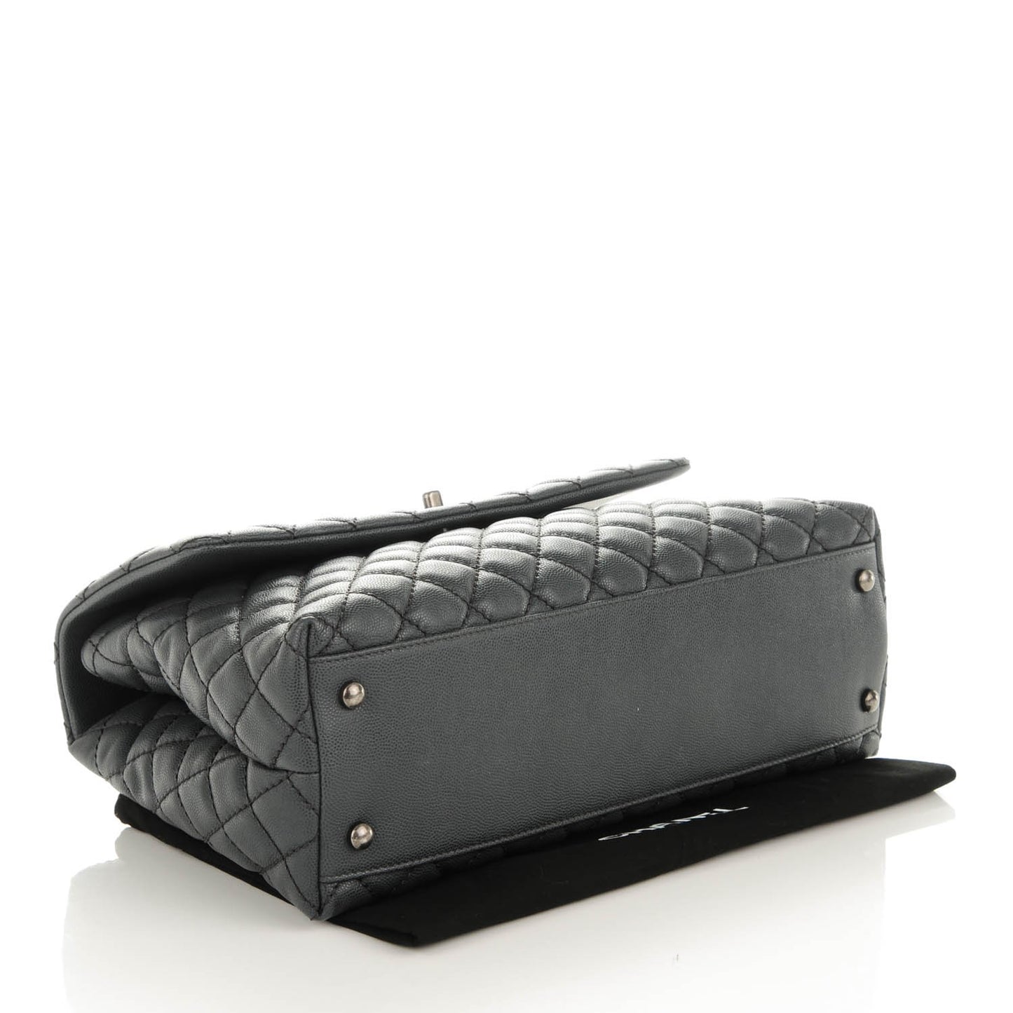 Caviar Lizard Quilted Medium Coco Handle Flap Grey