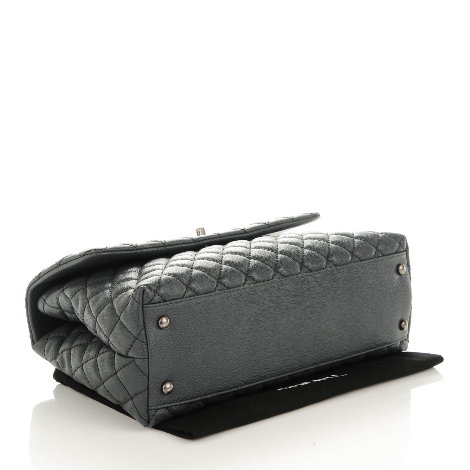Chanel Caviar Lizard Quilted Medium Coco Handle Flap Grey 4 of 8