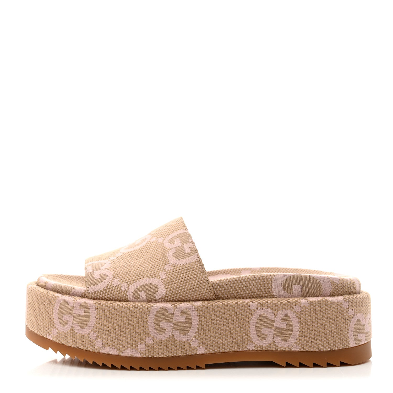 Gucci Monogram Jumbo GG Angelina Platform 55mm Slide Sandals 35.5 Beige Perfect Pink 1 of 9