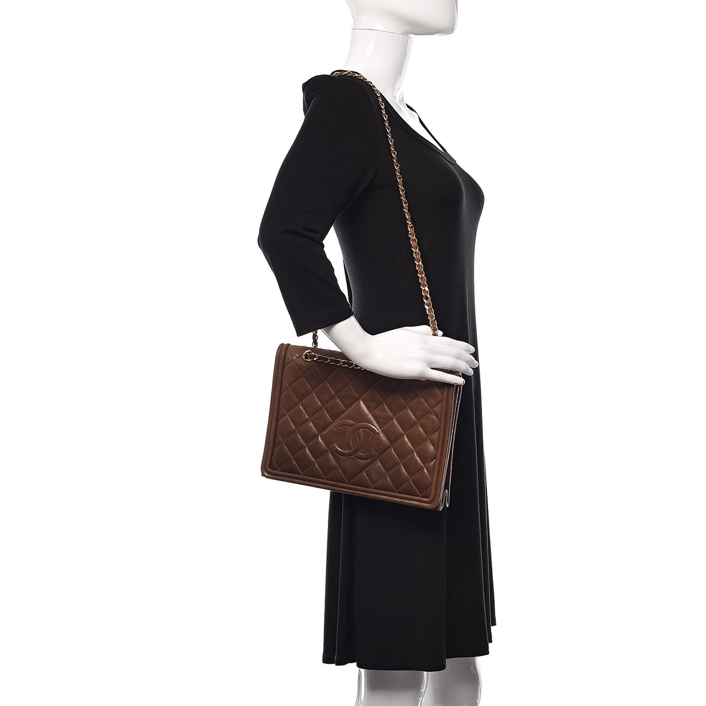 Lambskin Quilted Timeless CC Small Single Flap Brown