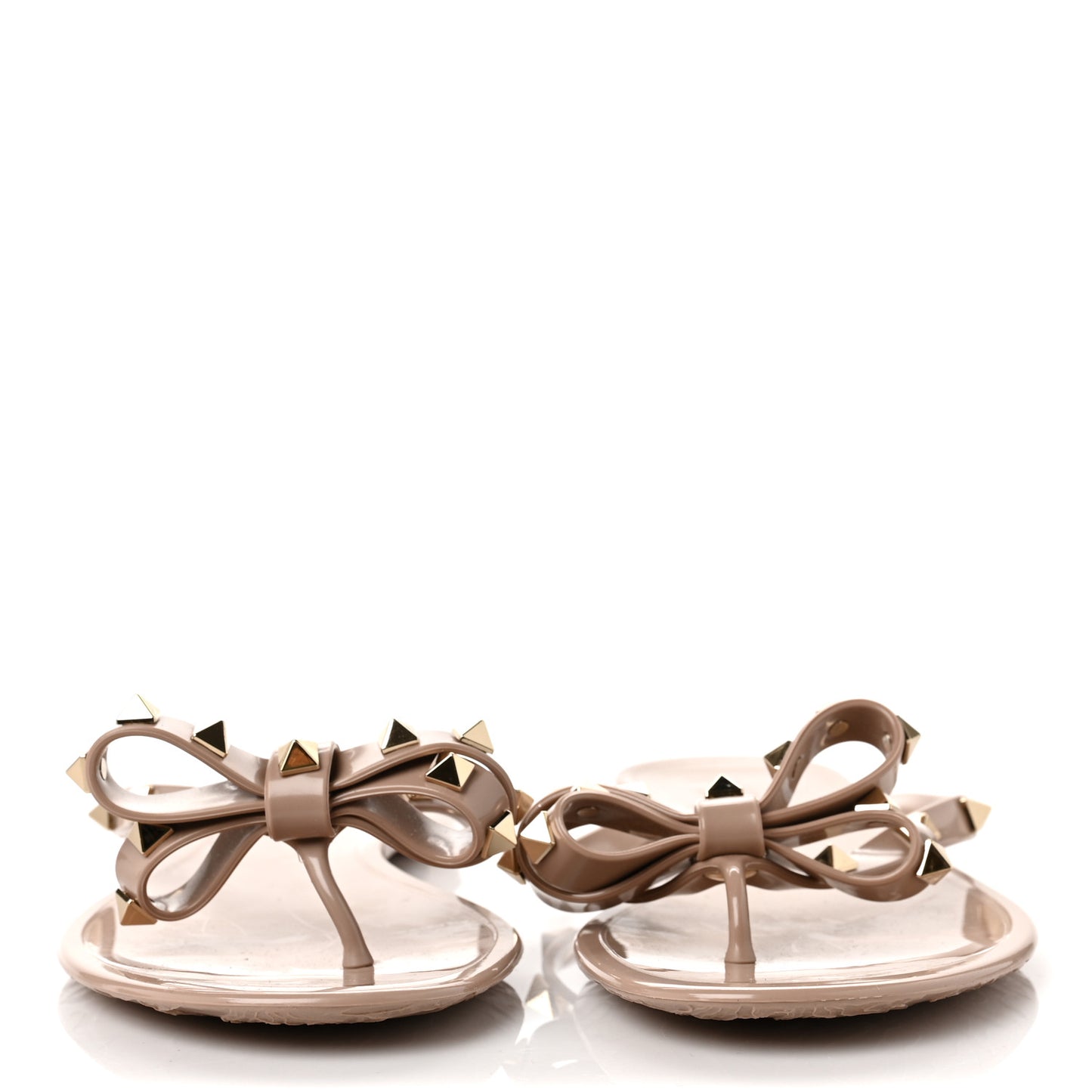 PVC Jelly Rockstud Bow Thong Sandals 39 Poudre