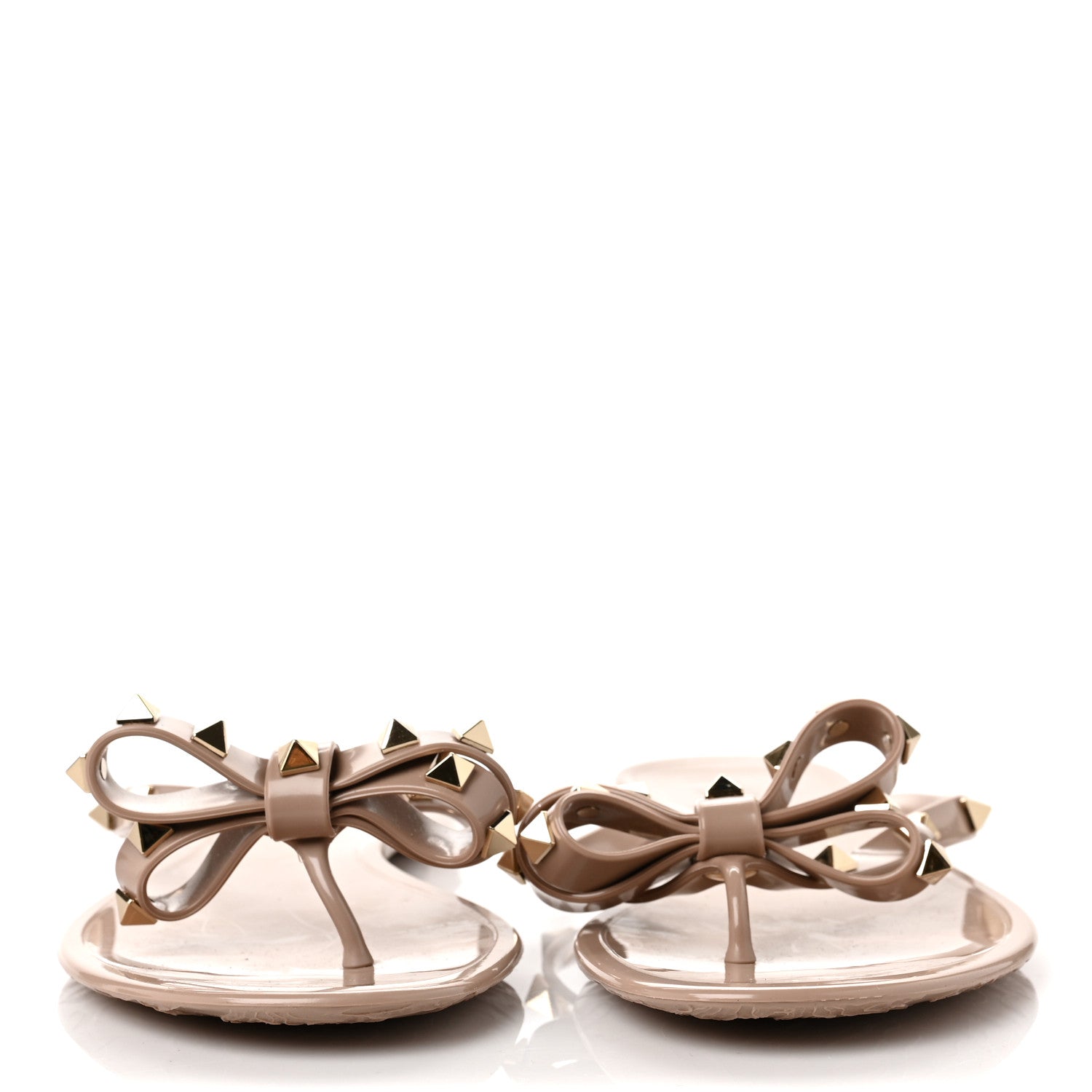Valentino Garavani PVC Jelly Rockstud Bow Thong Sandals 39 Poudre 2 of 7