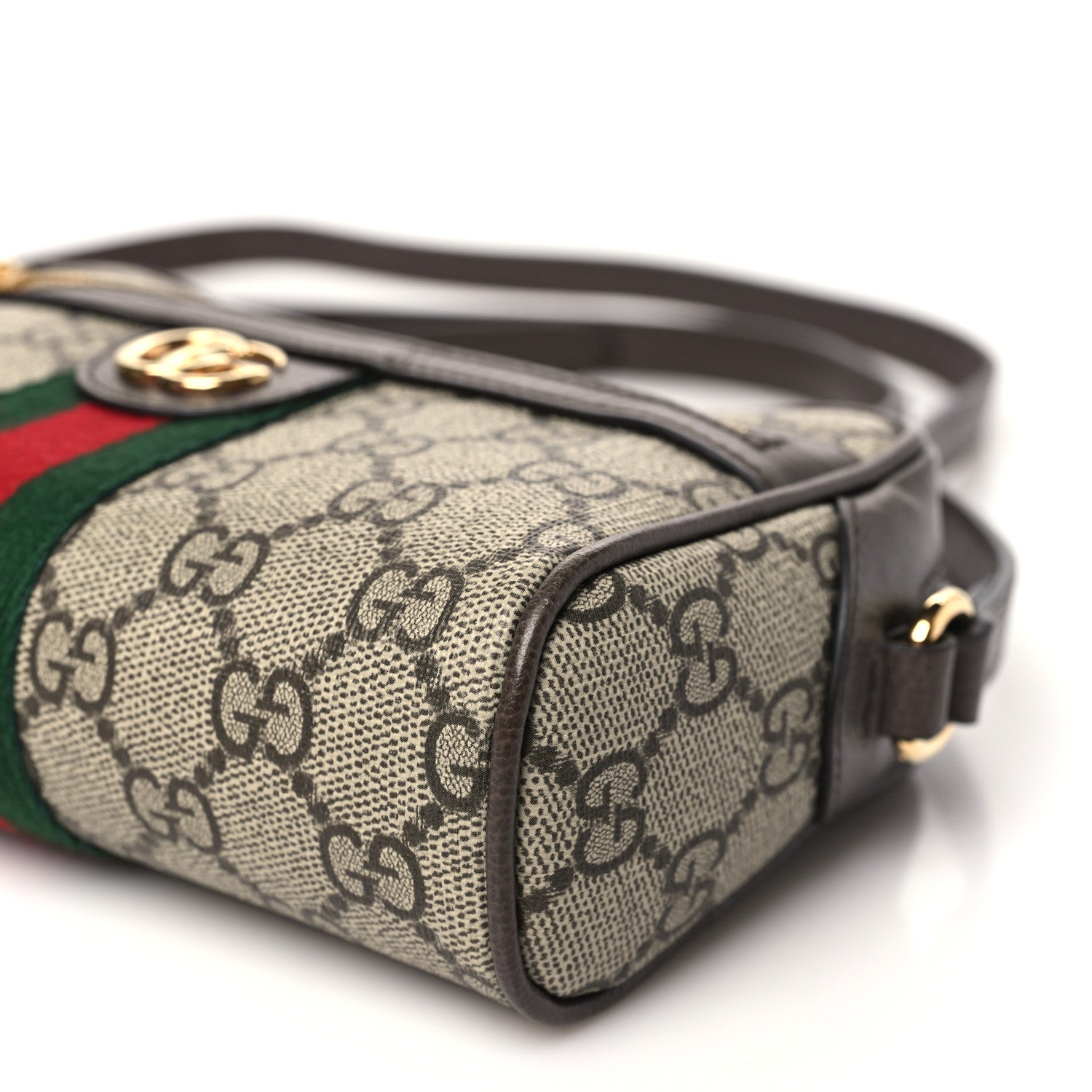 Gucci GG Supreme Monogram Textured Dollar Calfskin Mini Ophidia Shoulder Bag Beige Ebony New Acero 10 of 11
