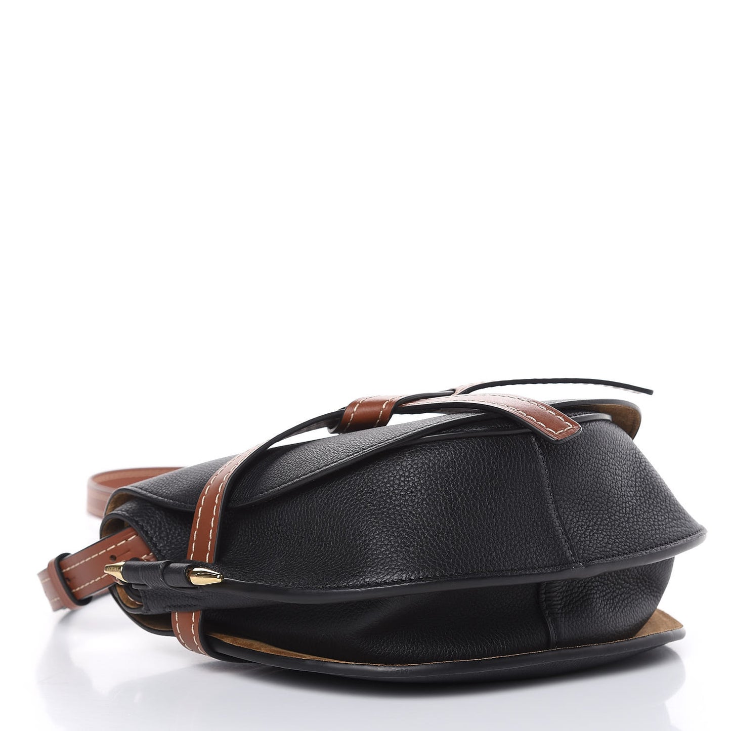 Grained Calfskin Small Gate Crossbody Bag Pecan Black