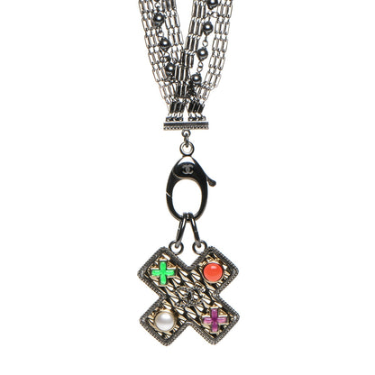 Chanel Ruthenium Resin Pearl CC Cross Long Pendant Necklace Multicolor 1 of 5