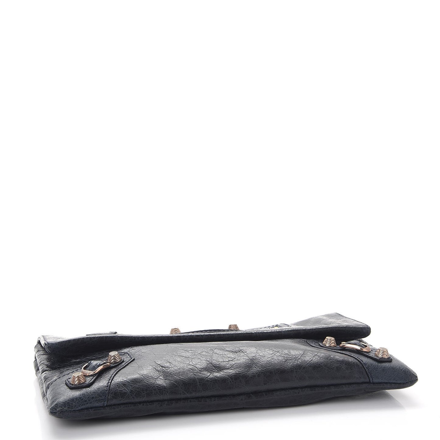 Agneau Giant 12 Rose Gold Hardware Envelope Clutch Dark Night
