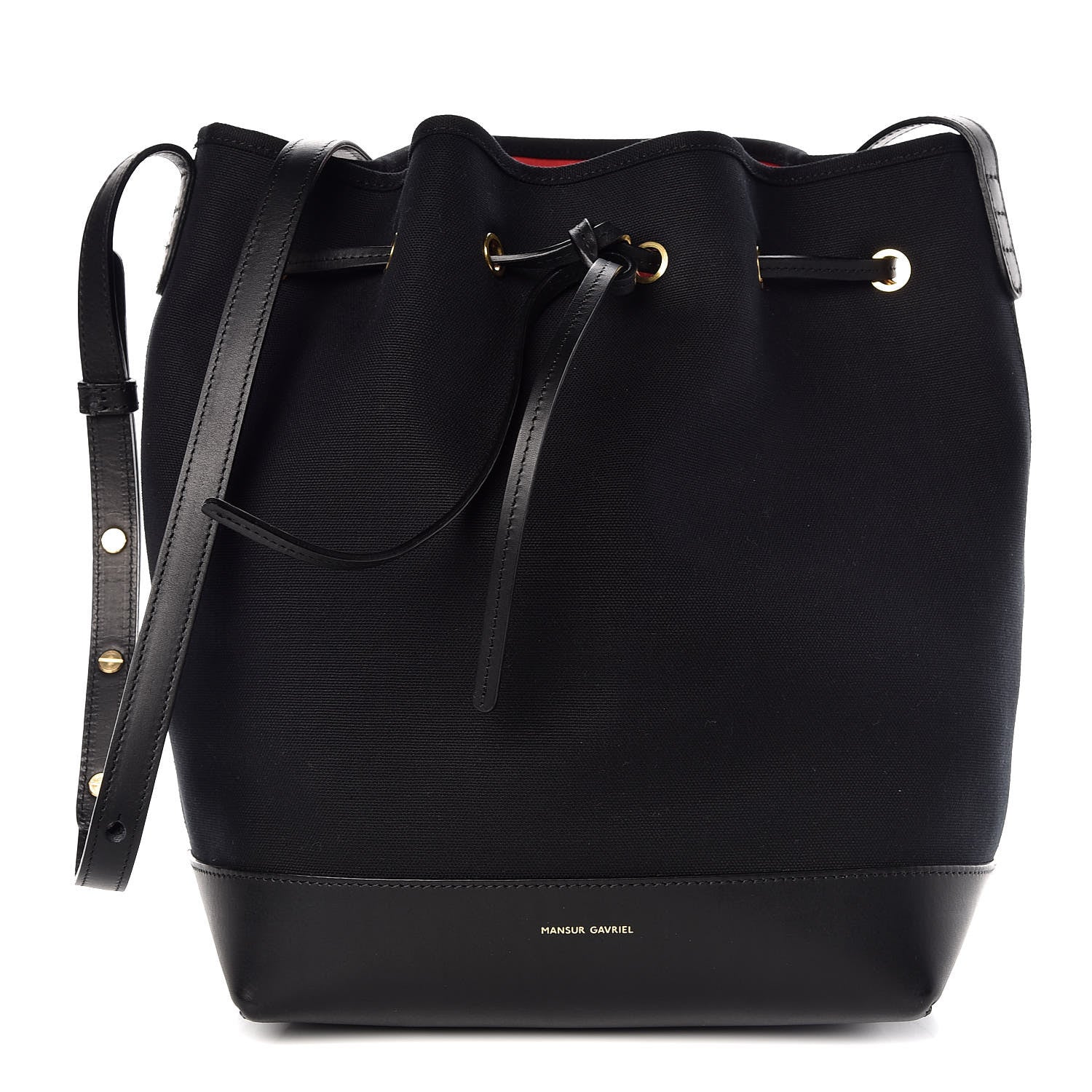 Mansur Gavriel Canvas Calfskin Bucket Bag Black Flamma 1 of 7