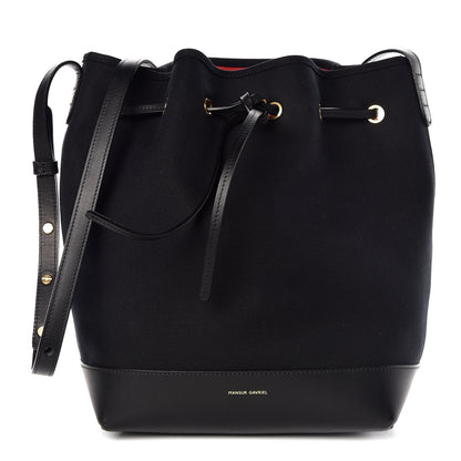 Mansur Gavriel Canvas Calfskin Bucket Bag Black Flamma 1 of 7