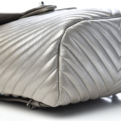 Chanel Metallic Calfskin Chevron Quilted Small Urban Spirit Backpack Silver 9 of 11