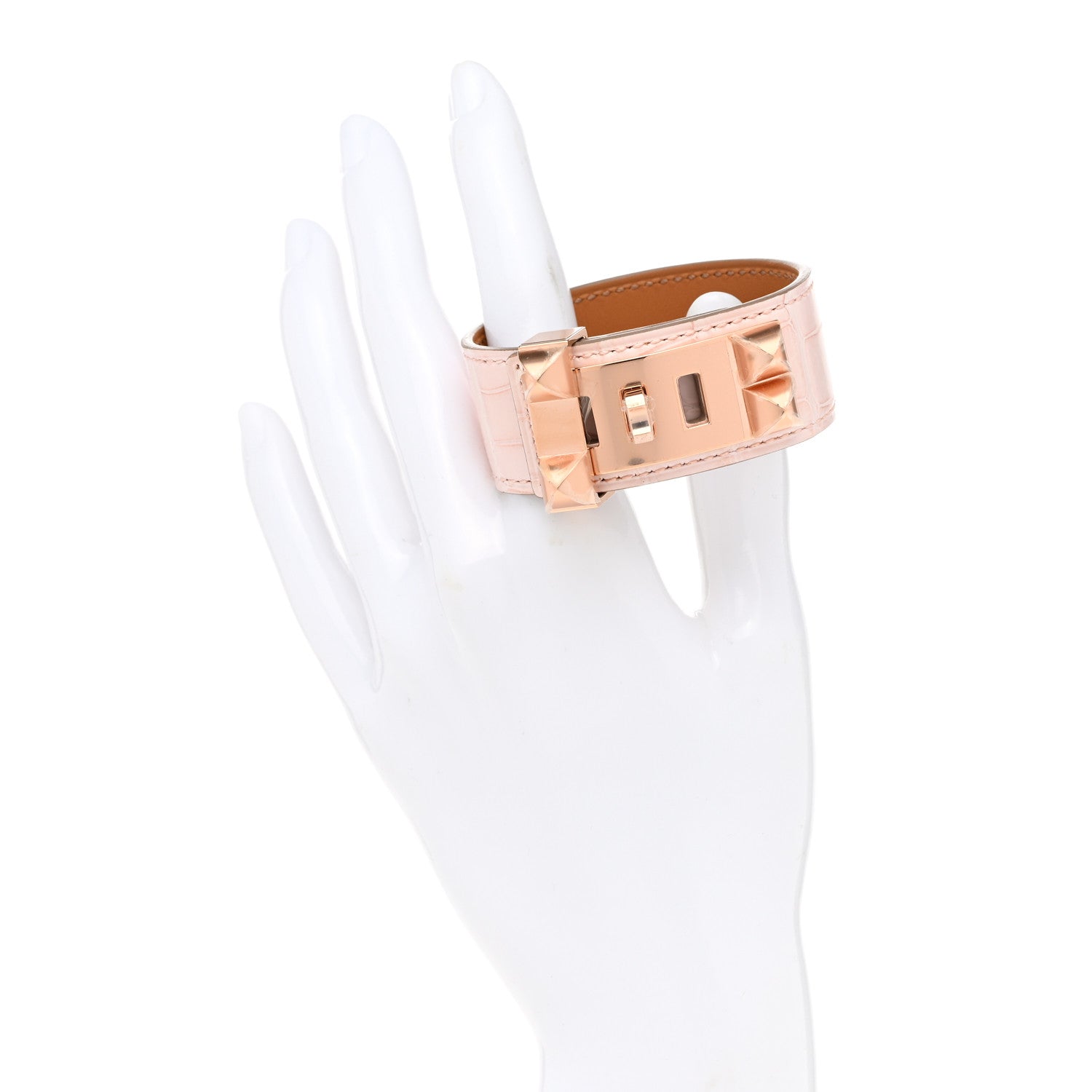 Hermes Matte Alligator Collier de Chien CDC 24 Bracelet T2 Rose Pale 2 of 6