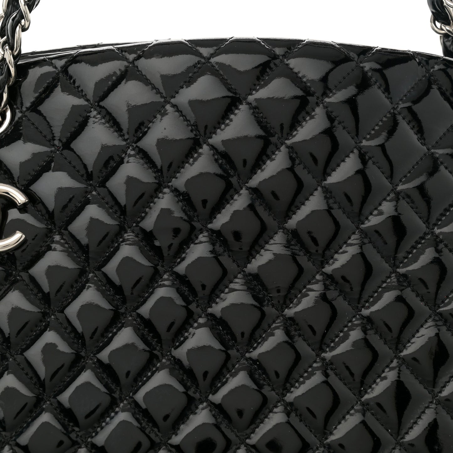 Patent Quilted Large Just Mademoiselle Bowling Bag Black