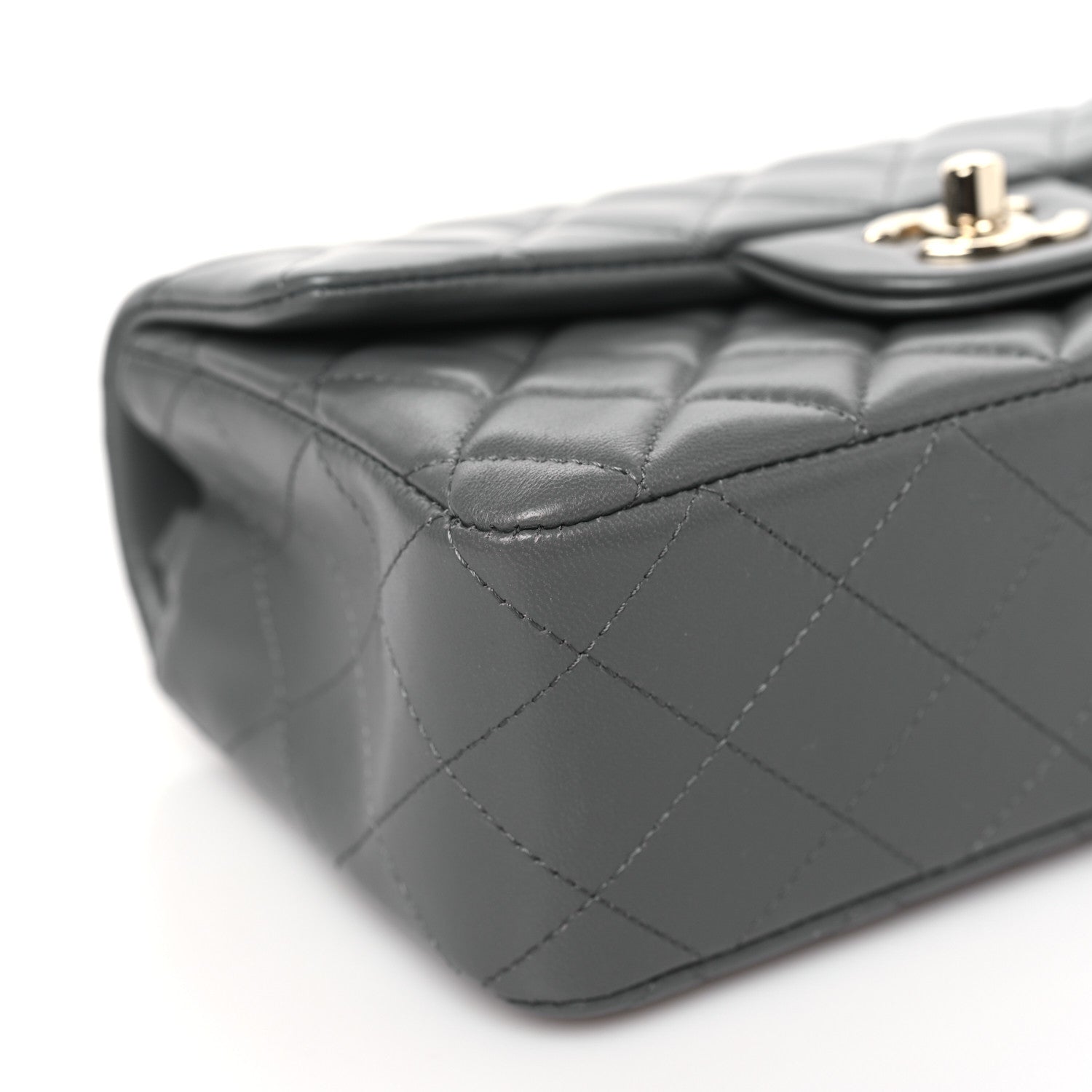 Chanel Lambskin Quilted Mini Rectangular Flap Dark Grey 8 of 10