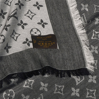 Louis Vuitton Silk Wool Monogram Denim Shawl Black 5 of 5