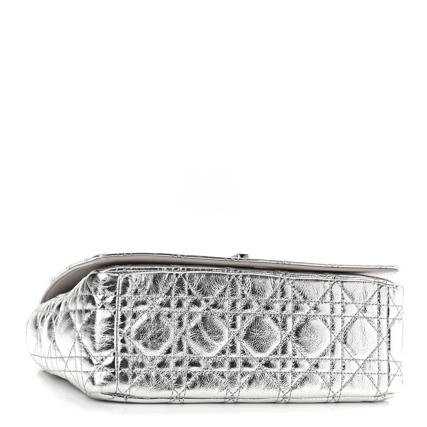 Metallic Calfskin Cannage Medium Caro Bag Argent