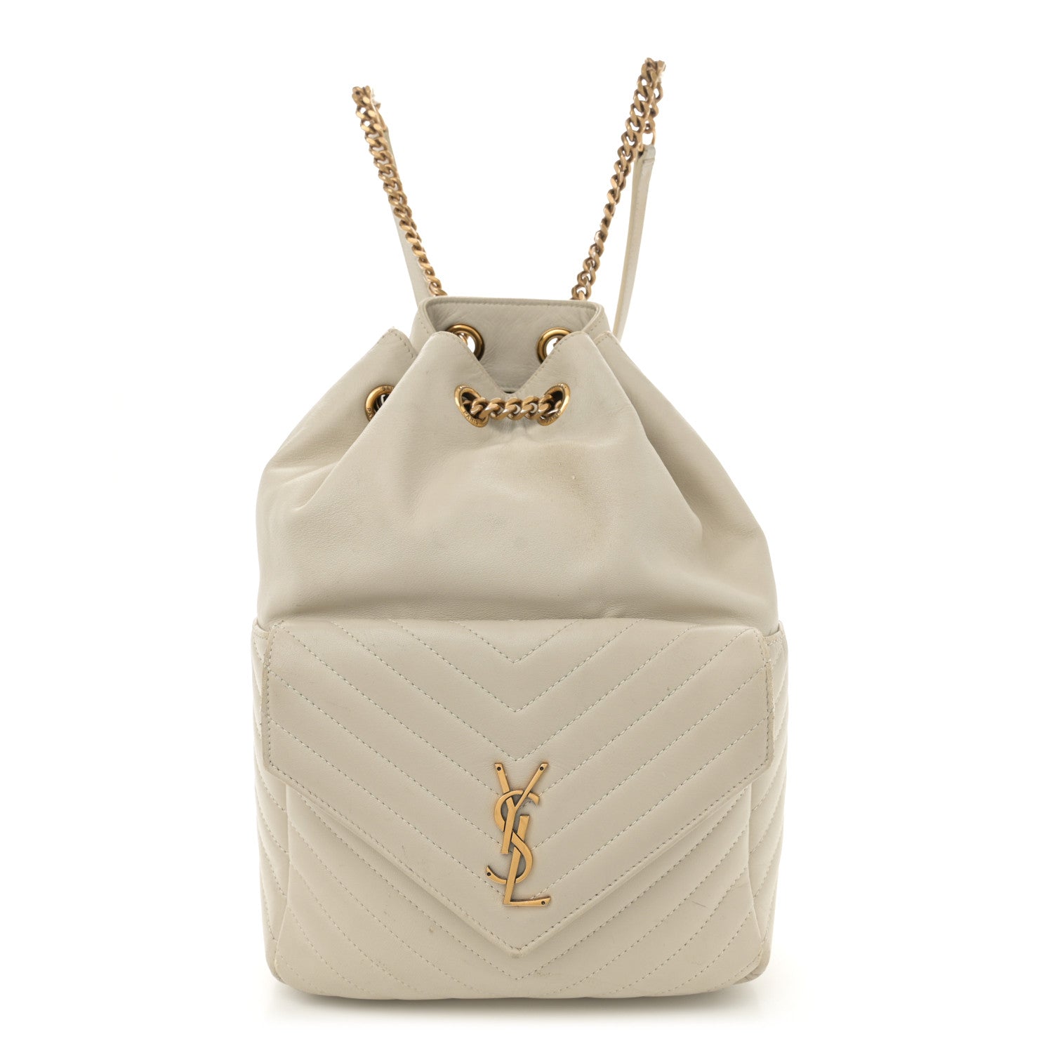 Saint Laurent Lambskin Matelasse Monogram Joe Backpack Cream 1 of 19