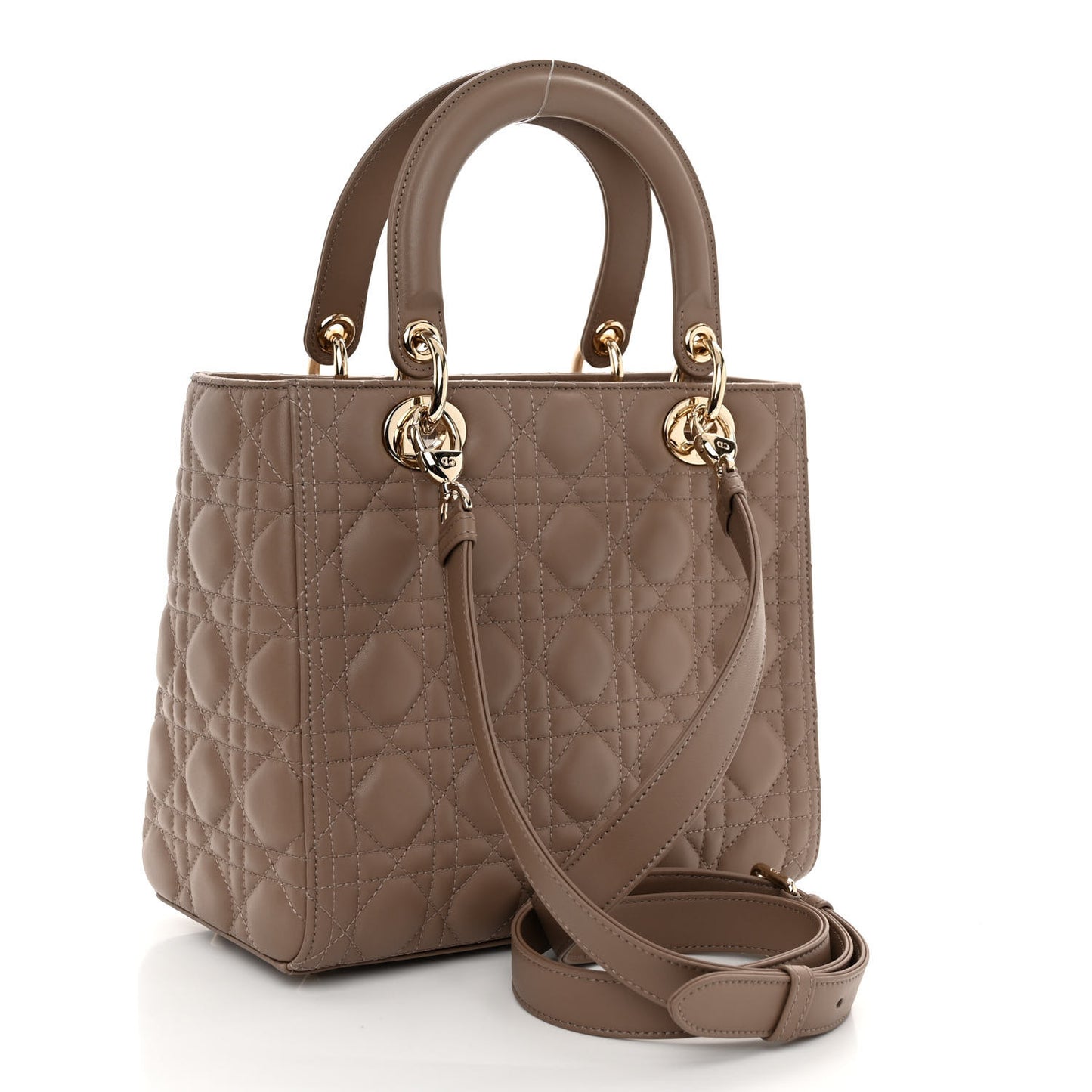 Lambskin Cannage Medium Lady Dior Warm Taupe