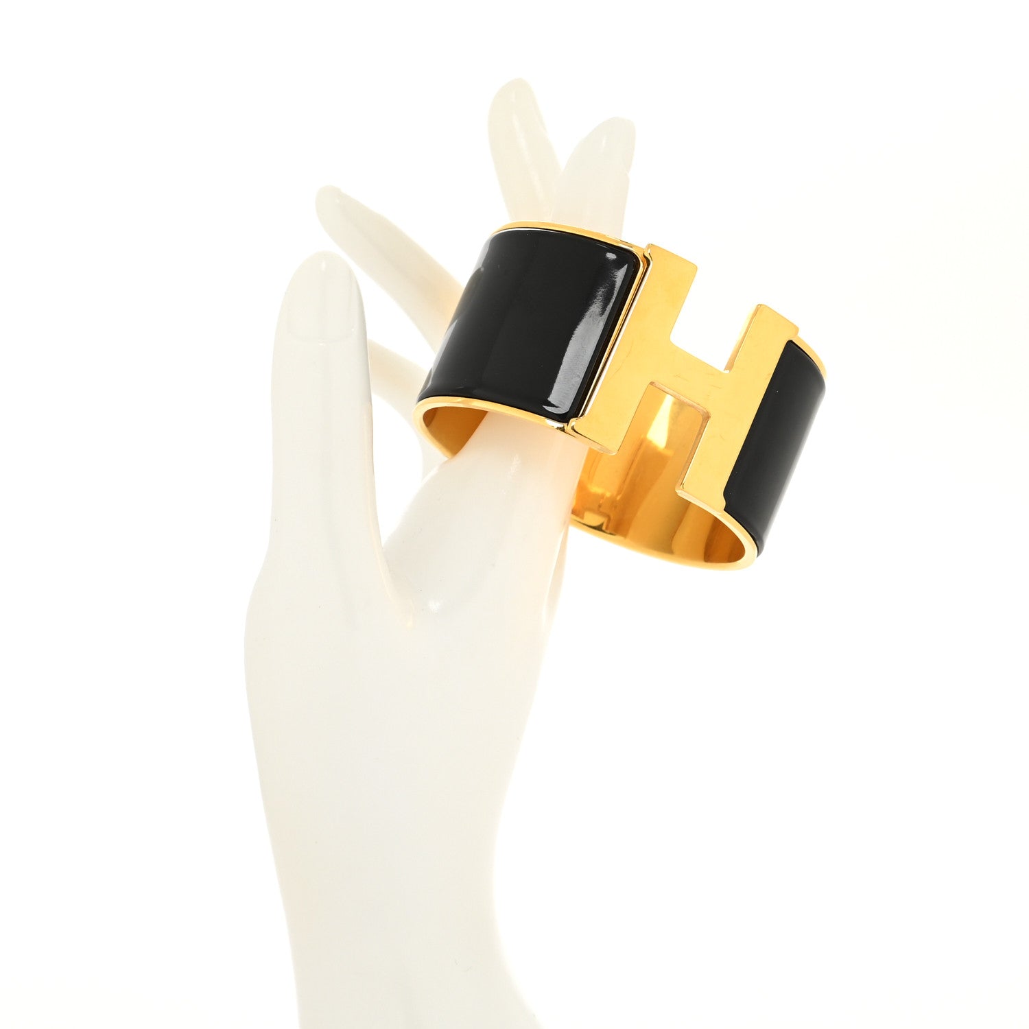 Hermes Enamel Extra Wide Clic Clac H Bracelet GM Black 2 of 5