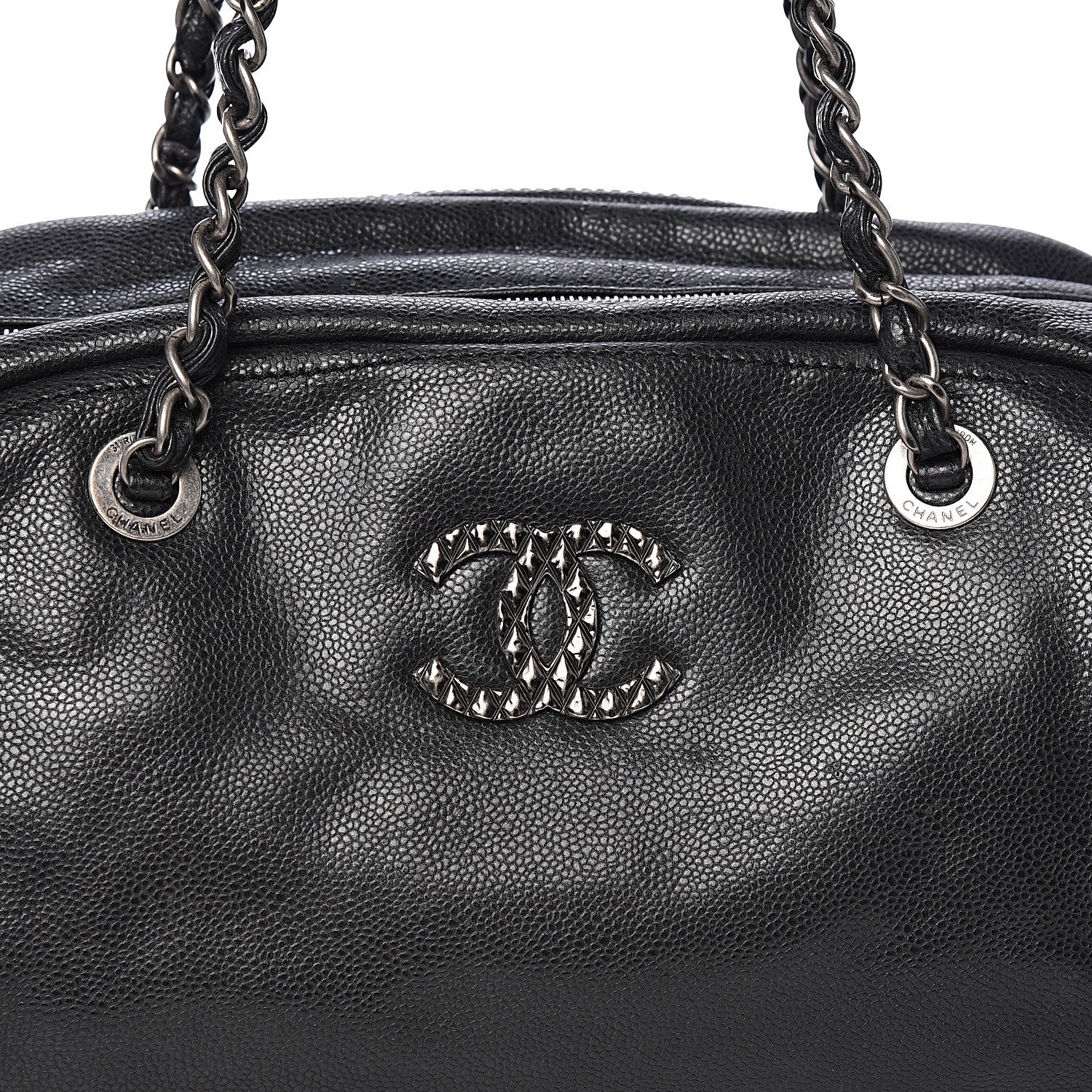 Chanel Glazed Caviar Quilted Mademoiselle Bowling Bag Black 13 of 13