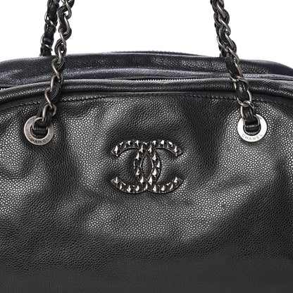 Chanel Glazed Caviar Quilted Mademoiselle Bowling Bag Black 13 of 13