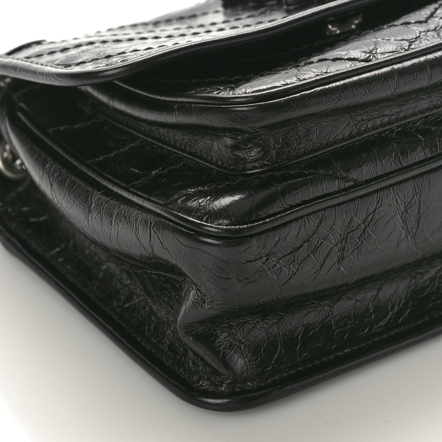 Saint Laurent Crinkled Calfskin Matelasse Monogram Baby Niki Chain Satchel Black 9 of 10