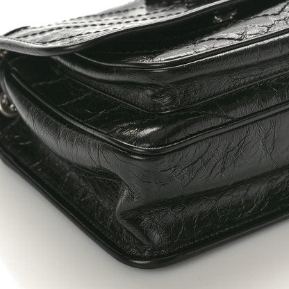 Saint Laurent Crinkled Calfskin Matelasse Monogram Baby Niki Chain Satchel Black 9 of 10