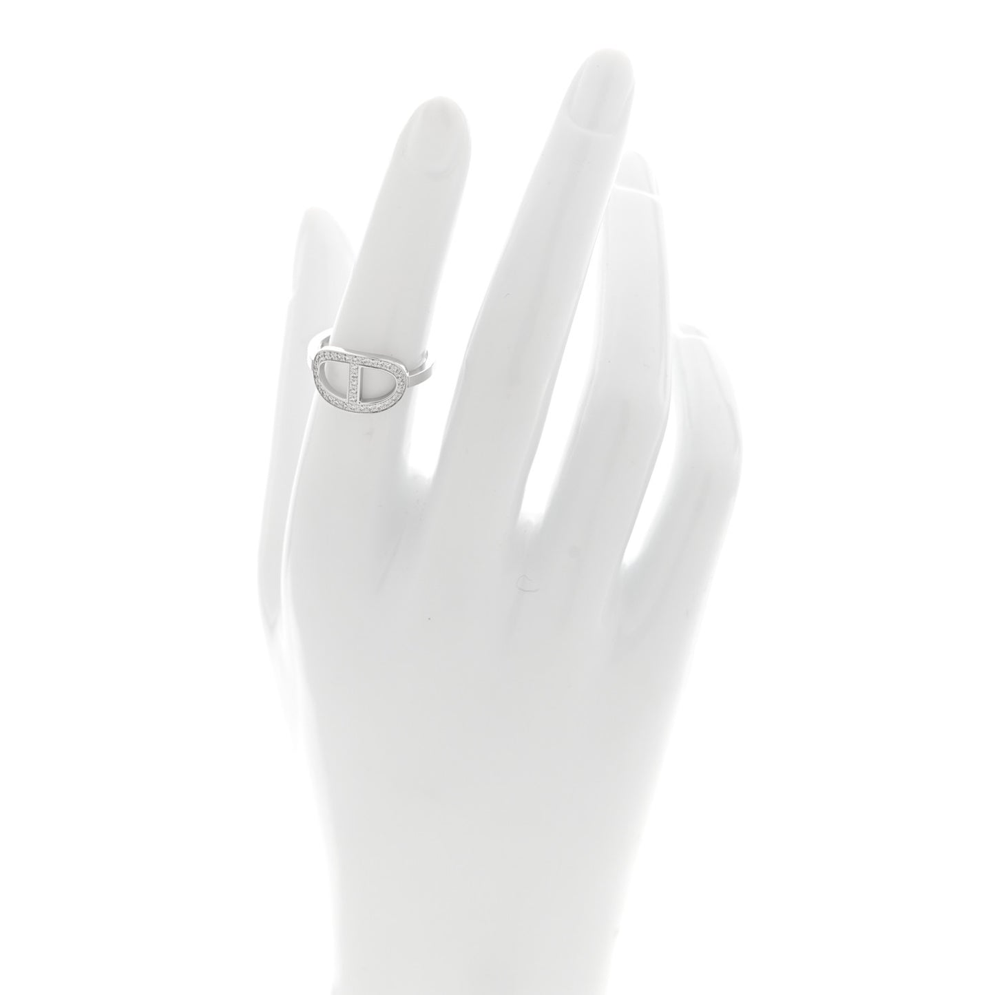 18K White Gold Diamond MM Chaine d'Ancre Contour Ring 52 6