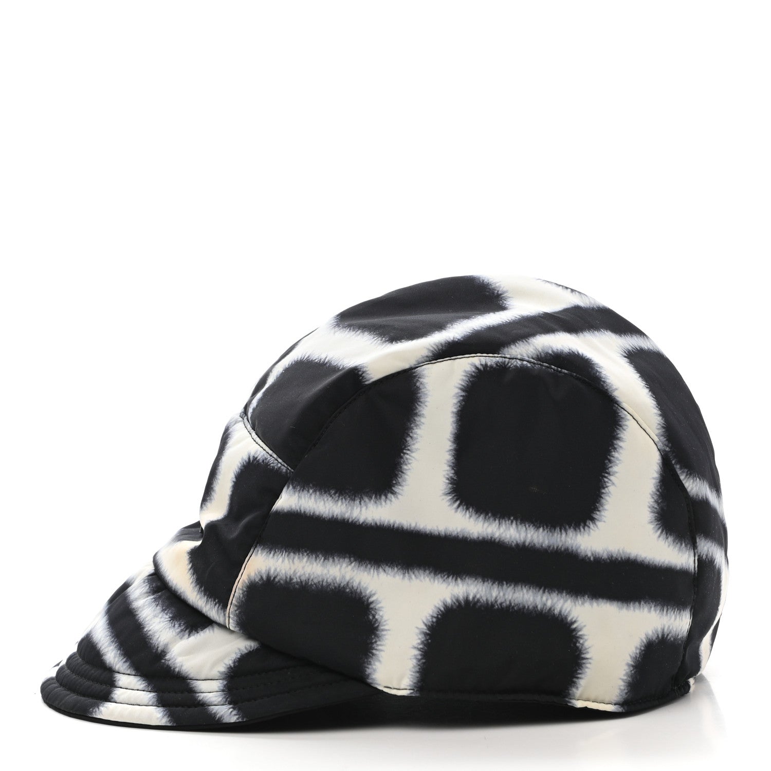 Chanel Fabric Printed Cap Hat Black White 4 of 8