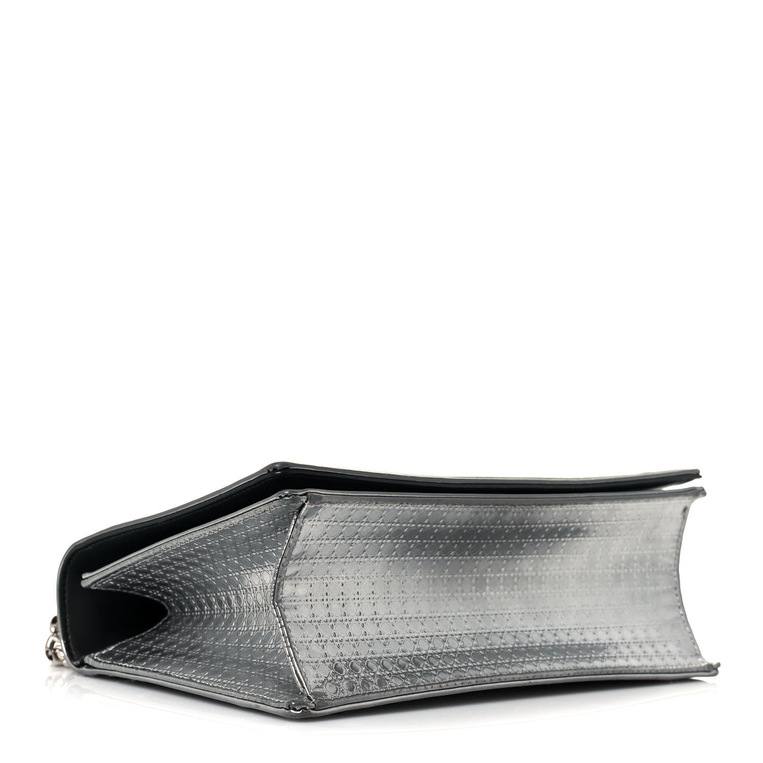 Christian Dior Metallic Patent Micro-Cannage Small Diorama Flap Bag Silver 4 of 18