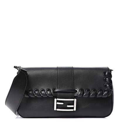Fendi Vitello Dolce Lace Up Baguette Black 1 of 8