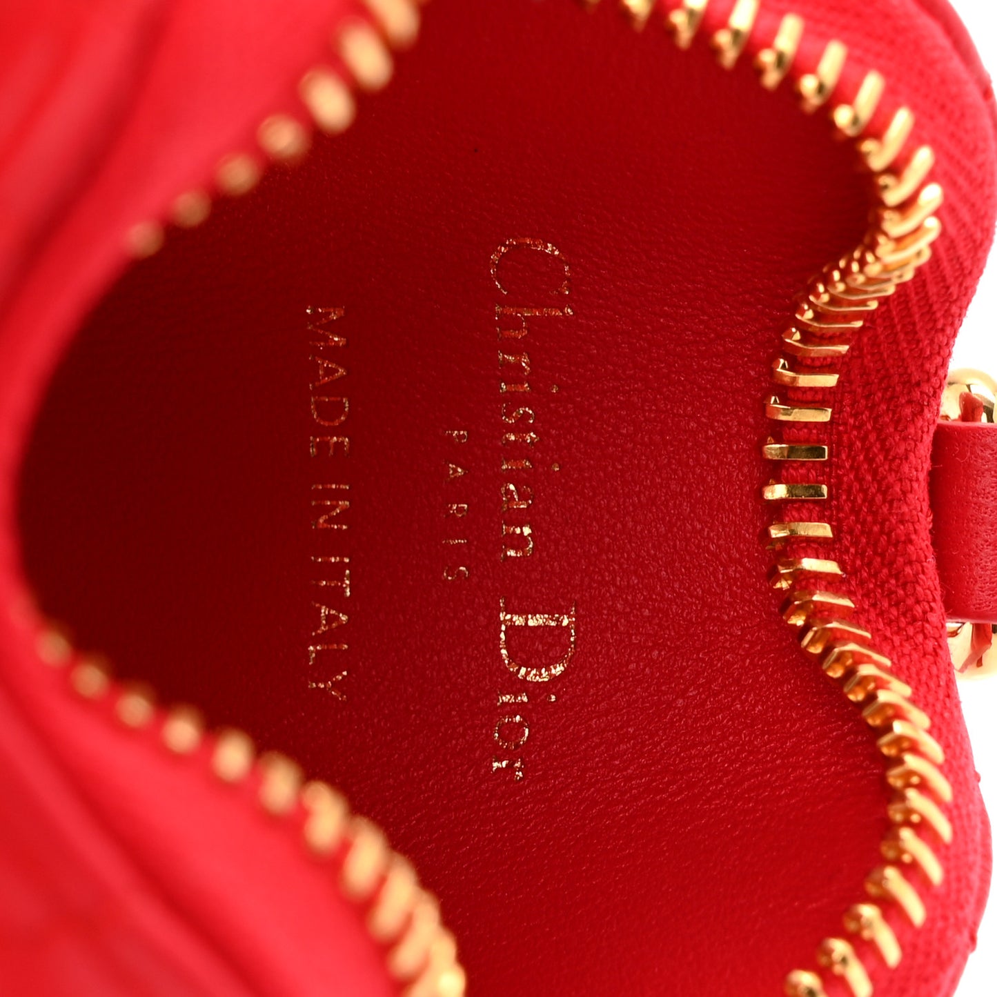 Lambskin Cannage Dioramour Caro Heart Coin Purse Bag Charm Red