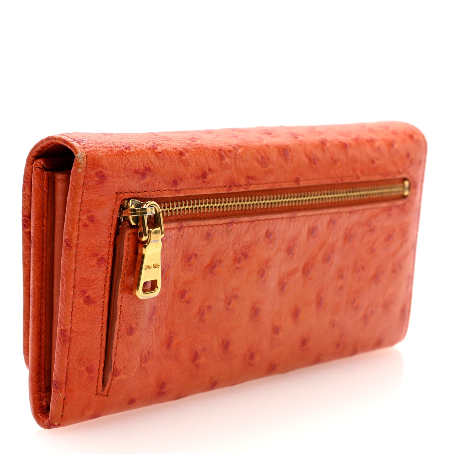 Ostrich Madras Flap Wallet Orange