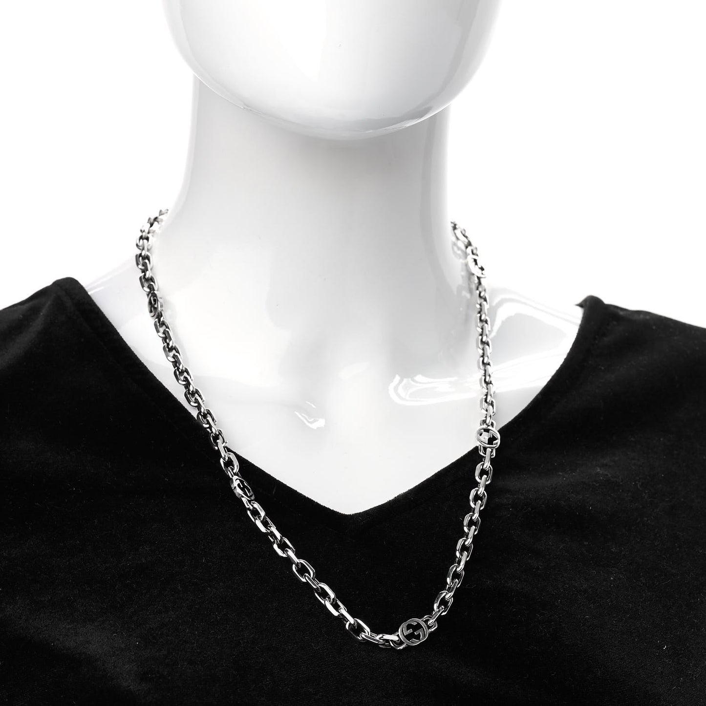 Sterling Silver Interlocking GG Chain Necklace
