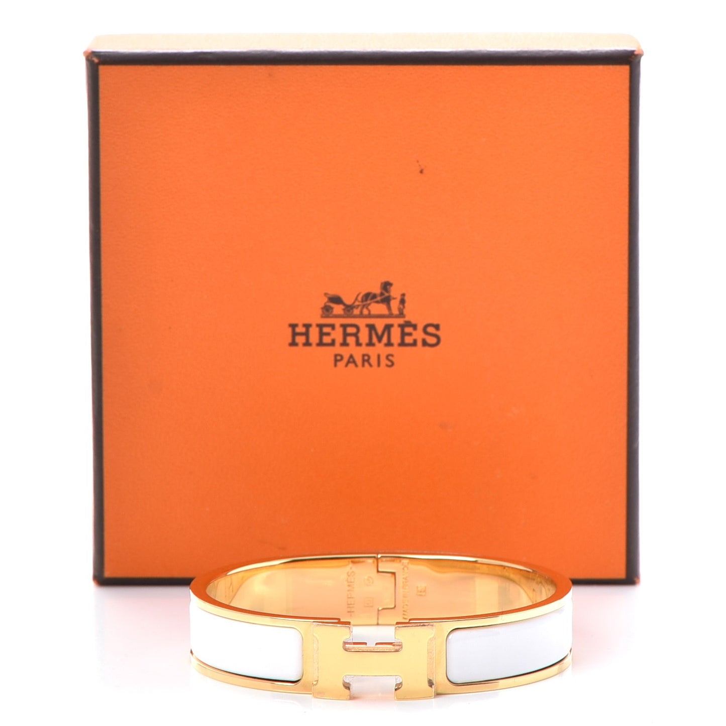 Enamel Narrow Clic Clac H Bracelet PM White